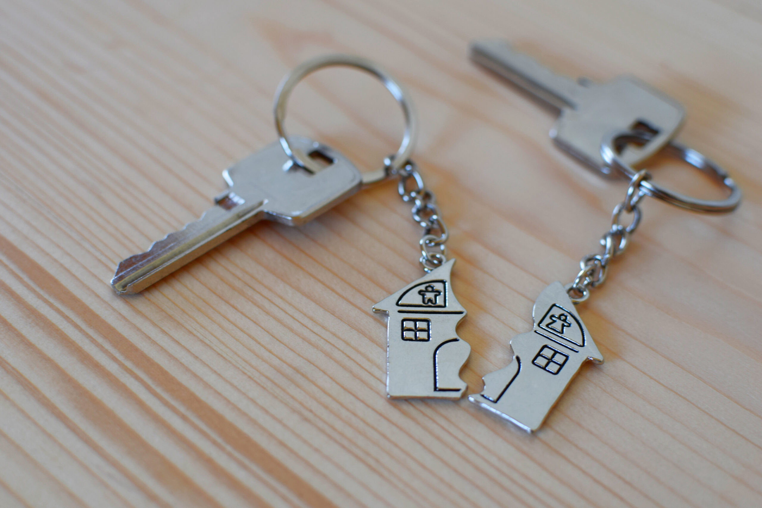 pendant,of,key,ring,in,shape,of,house,divided,in